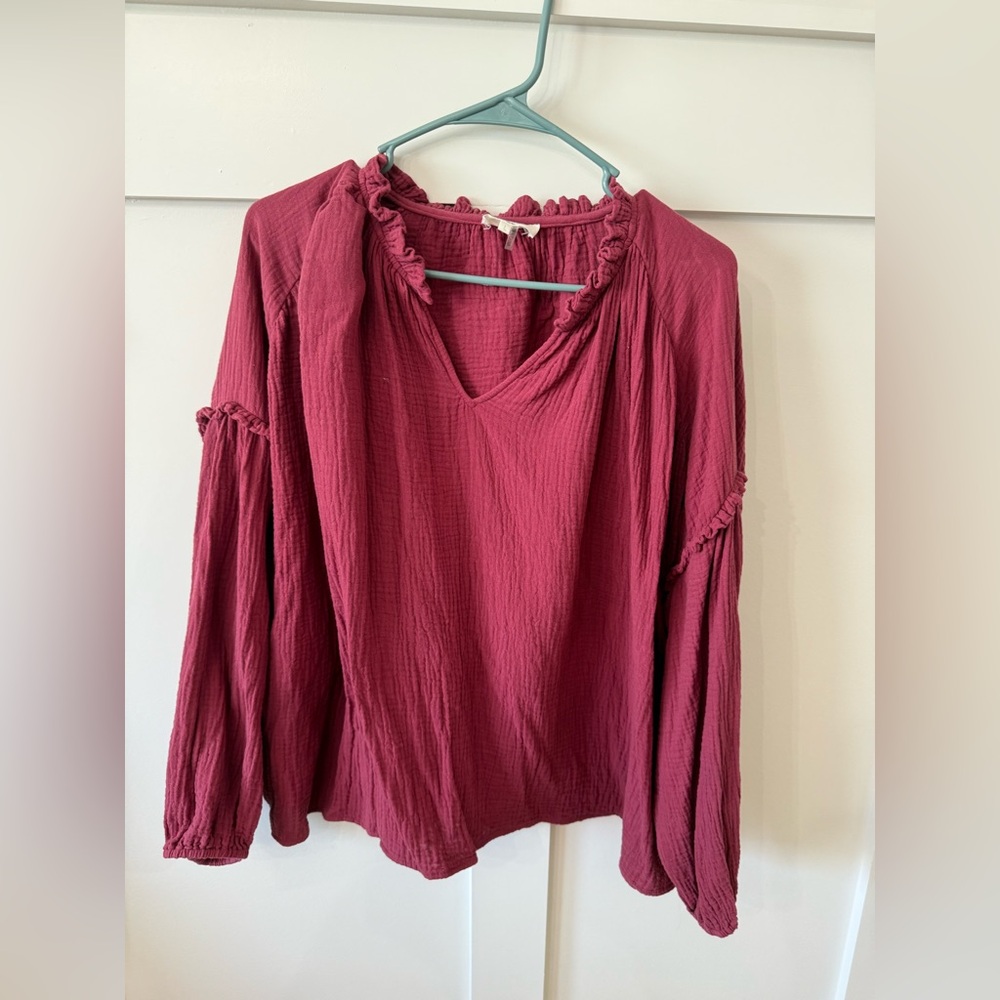 Women's Burgundy Ruffle Top